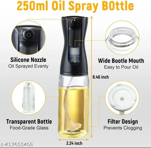 Advanced Glass Oil Sprayer for Cooking – Refillable Olive Oil Dispenser Bottle for Air Fryer, BBQ, Salads, Baking & Frying (100ml)