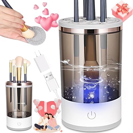 Electric Makeup Brush Cleaner & Dryer – One-Button Operation, Fast Spinner Cleaning Tool for Cosmetic Brushes – Ideal Gift for Women