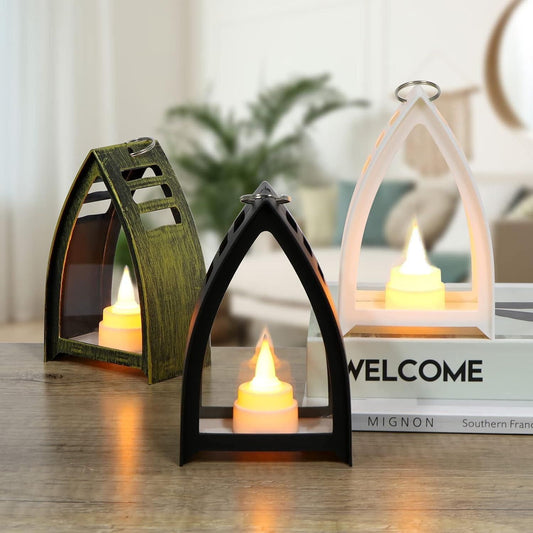 🔺 Triangle Decorative Flameless Light – Hanging Metal Lantern | Home & Garden | 1 Pc (Random Design)