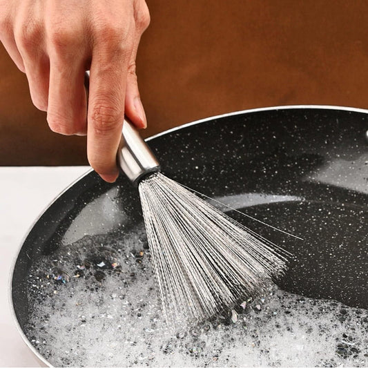 🧼 Stainless Steel Pan Cleaning Brush – Heavy-Duty Scrubber for Tough Grease & Stains