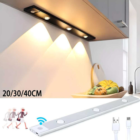 💡 Rechargeable LED Under-Cabinet Motion Sensor Light – USB Powered | Slim & Sleek | Hands-Free Lighting
