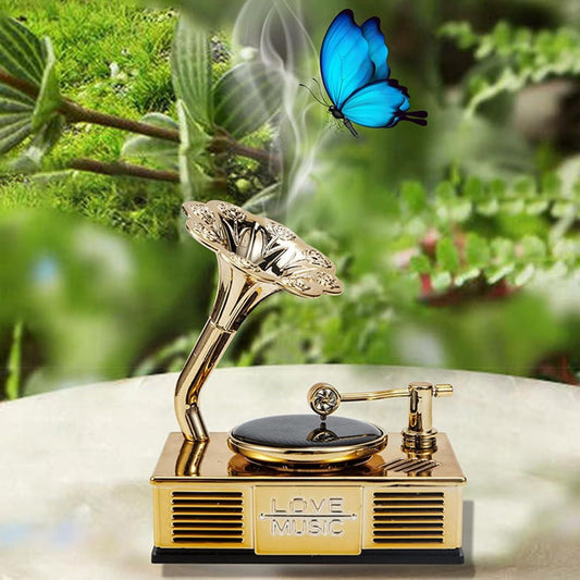 🎶 Solar-Powered Vintage Gramophone Air Purifier – Elegant Design | Eco-Friendly | Formaldehyde Remover