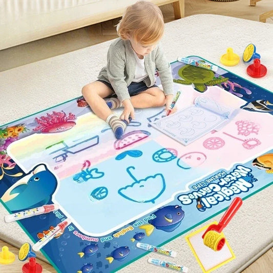 🖍️ Magic Water Drawing Canvas Mat – Reusable & Mess-Free Educational Fun for Kids