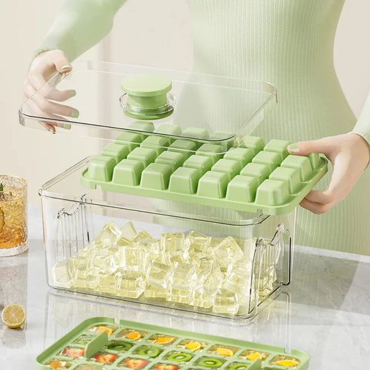 Push-Button Ice Cube Tray – 56-Cell Double Compartment Ice Maker with Easy Release Design